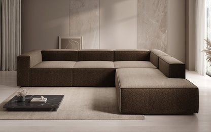 Lesley L Designer Sofa mit langer Ottomane aus Strukturstoff