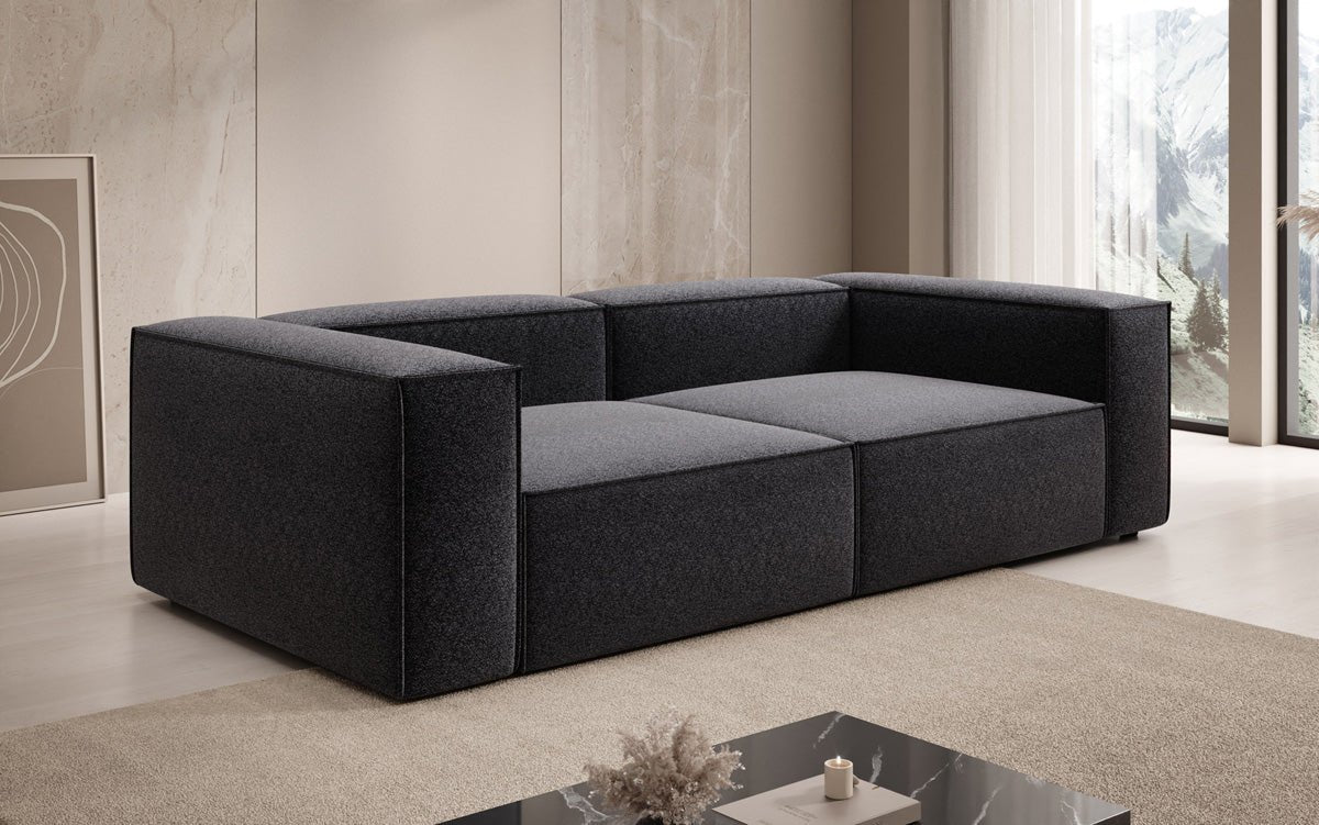Luxusbetten24 Lesley Designer 3‑Sitzer Sofa Strukturstoff Modern Wohnzimmer