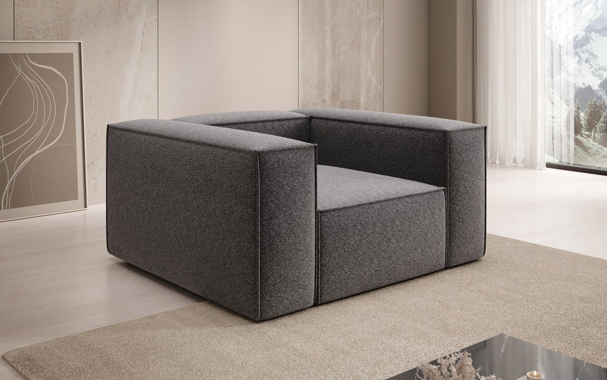 Luxusbetten24 Lesley Designer Sofa‑Sessel aus Strukturstoff für Wohnbereich