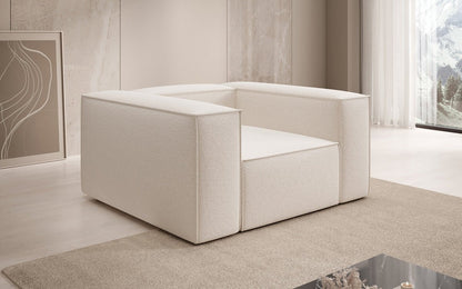 Luxusbetten24 Lesley Designer Sofa‑Sessel aus Strukturstoff für Wohnbereich