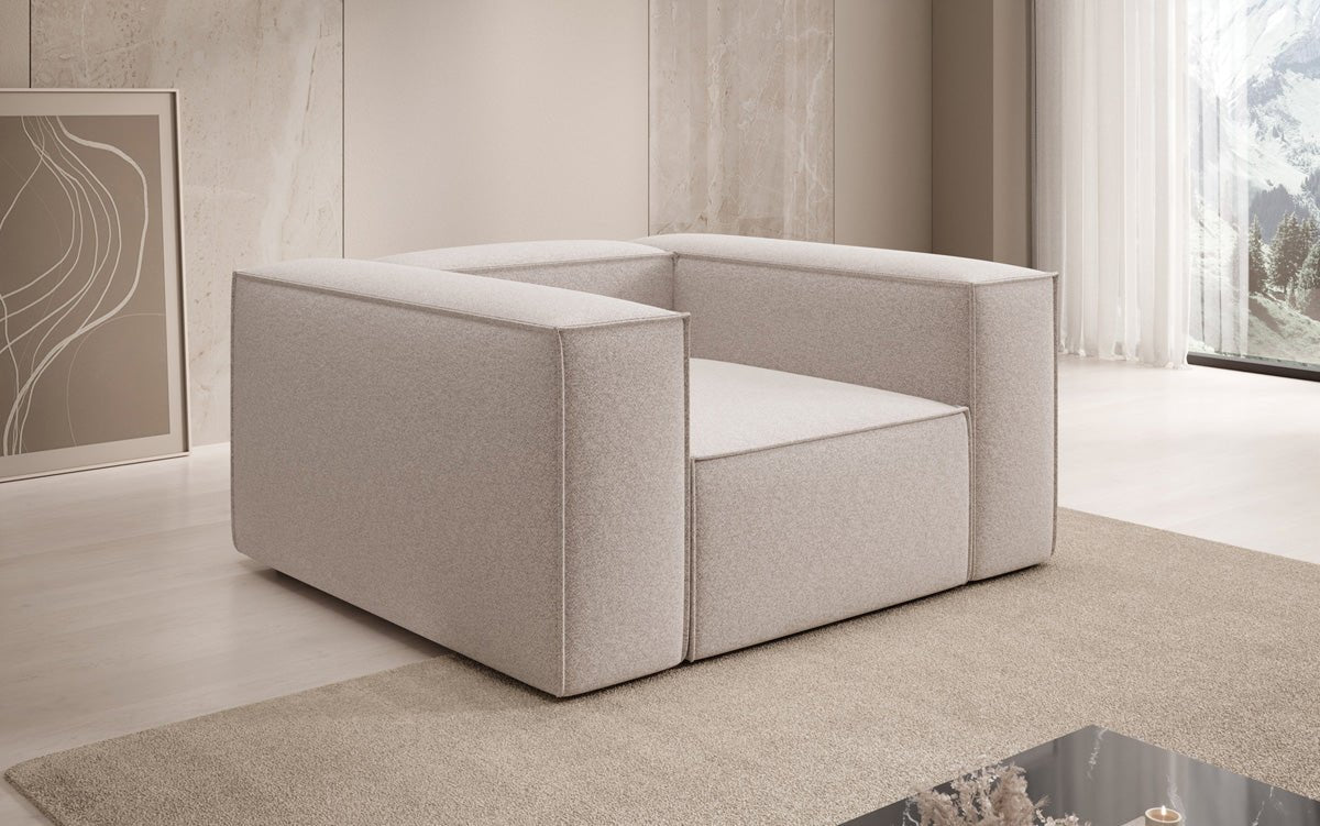 Luxusbetten24 Lesley Designer Sofa‑Sessel aus Strukturstoff für Wohnbereich