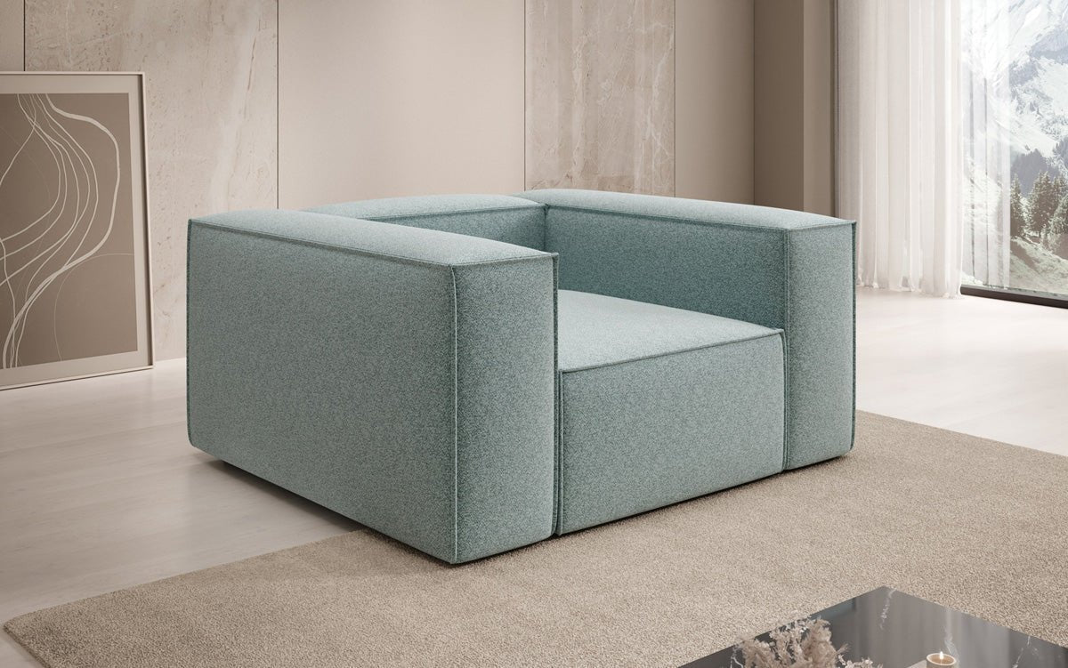 Luxusbetten24 Lesley Designer Sofa‑Sessel aus Strukturstoff für Wohnbereich