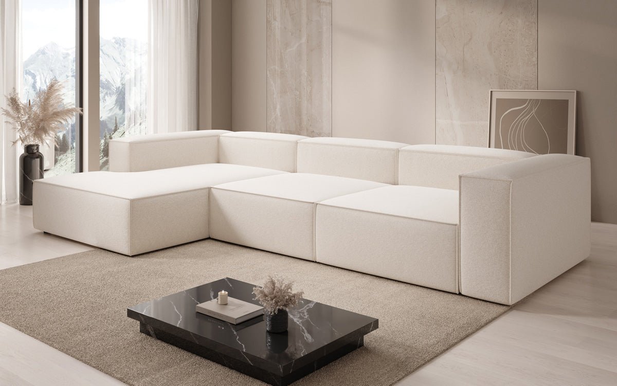 Luxusbetten24 Lesley L Designer Sofa aus Strukturstoff