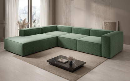 Lesley L Designer Sofa mit langer Ottomane aus Strukturstoff