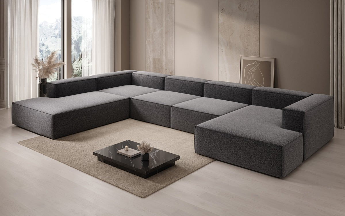 Designer Lesley U XXL Sofa Strukturstoff
