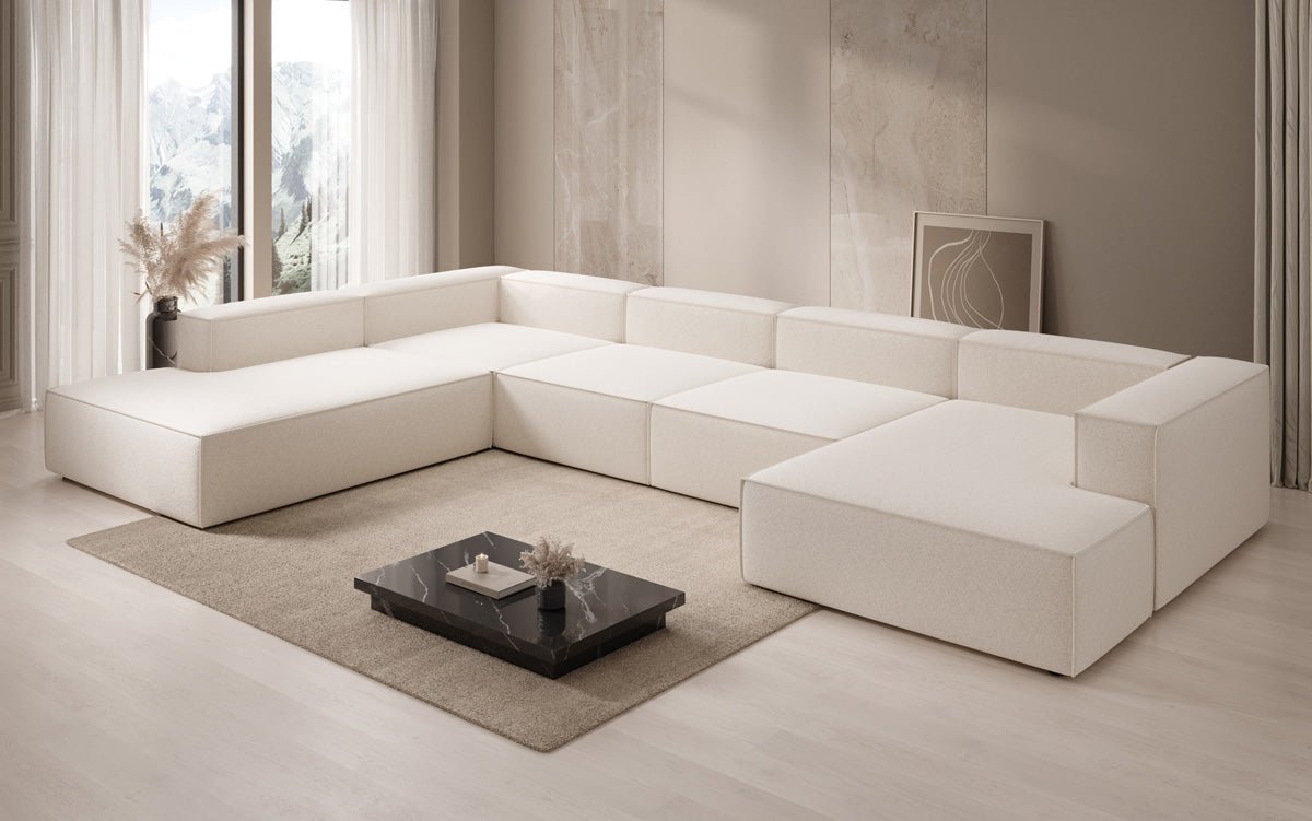 Designer Lesley U XXL Sofa Strukturstoff