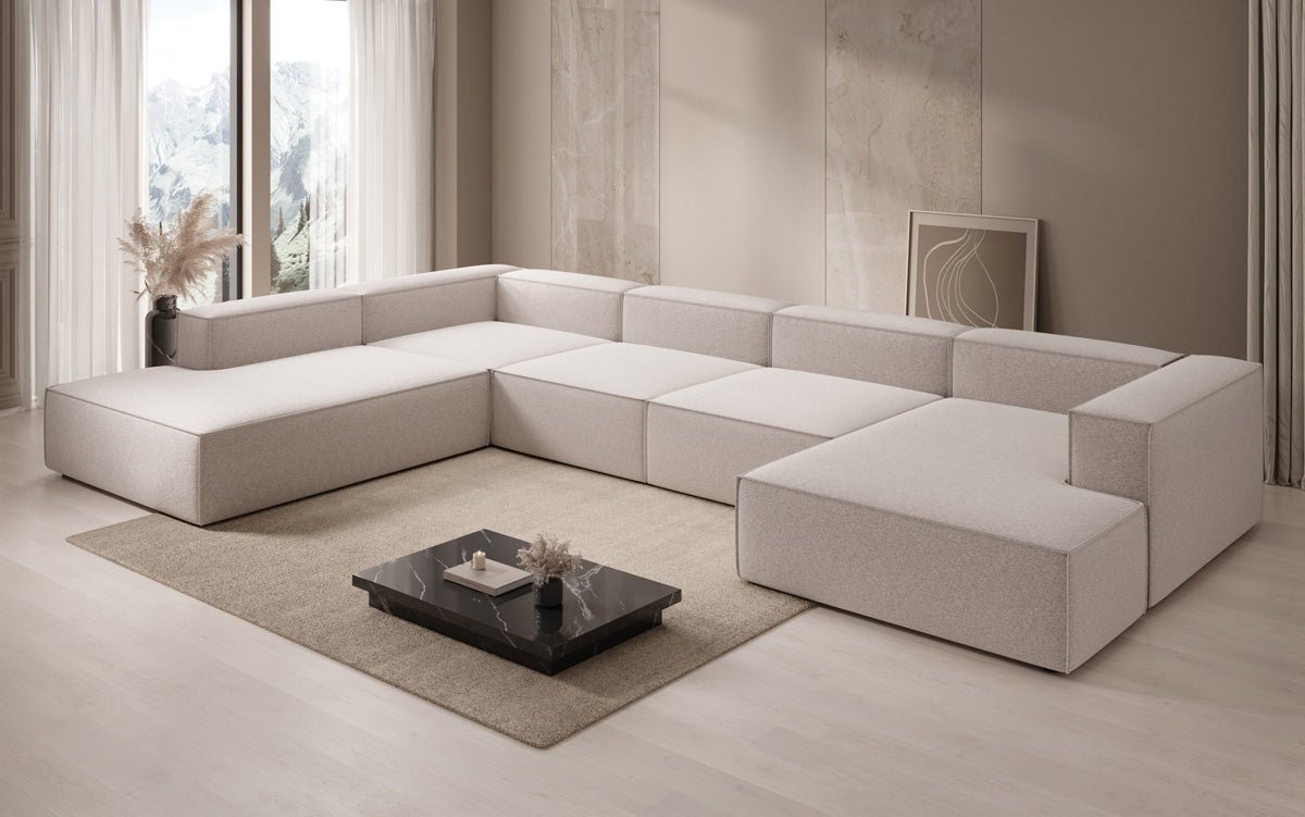 Designer Lesley U XXL Sofa Strukturstoff