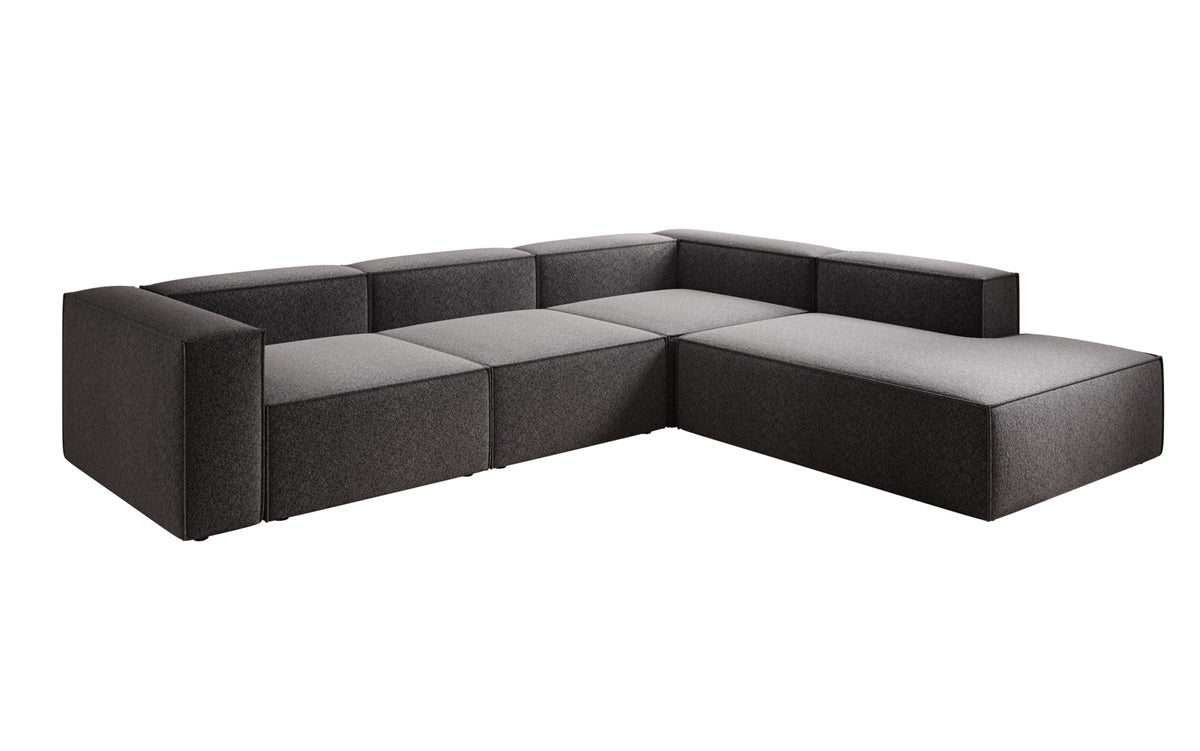 Lesley L Designer Sofa mit langer Ottomane aus Strukturstoff