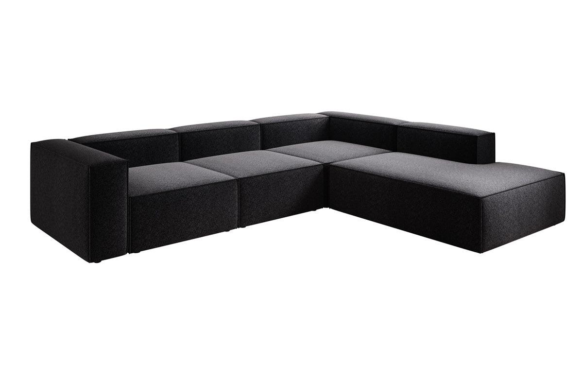 Lesley L Designer Sofa mit langer Ottomane aus Strukturstoff