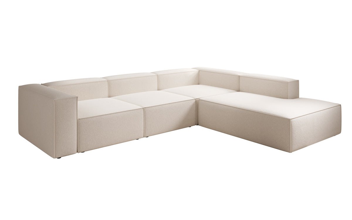 Lesley L Designer Sofa mit langer Ottomane aus Strukturstoff
