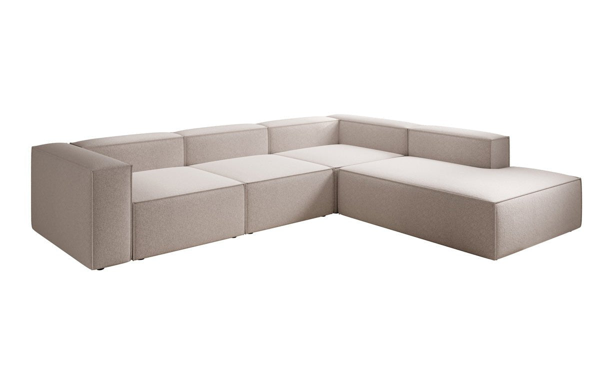 Lesley L Designer Sofa mit langer Ottomane aus Strukturstoff