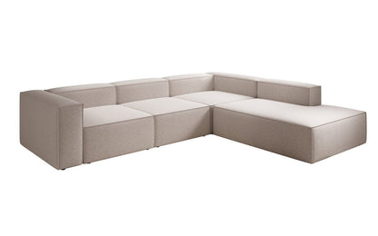 Lesley L Designer Sofa mit langer Ottomane aus Strukturstoff