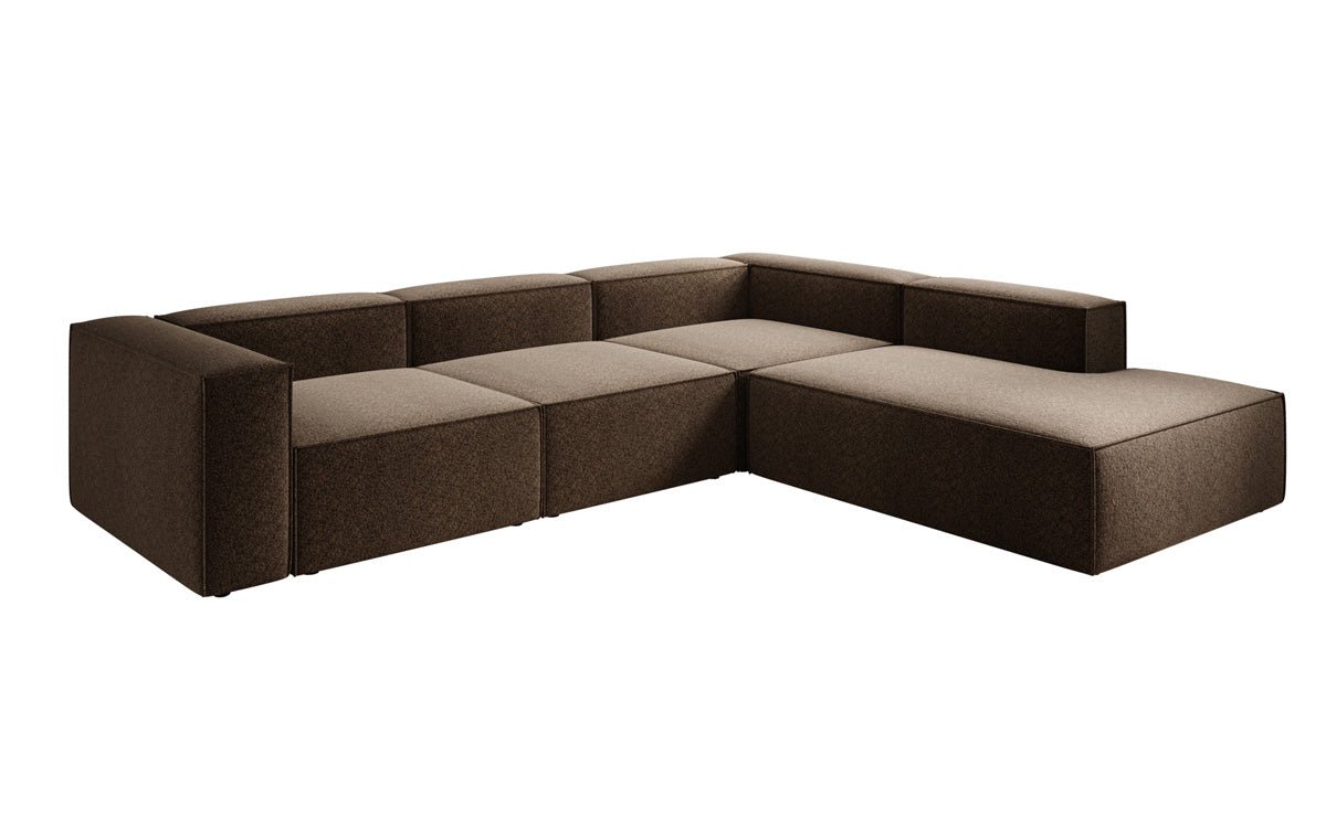 Lesley L Designer Sofa mit langer Ottomane aus Strukturstoff