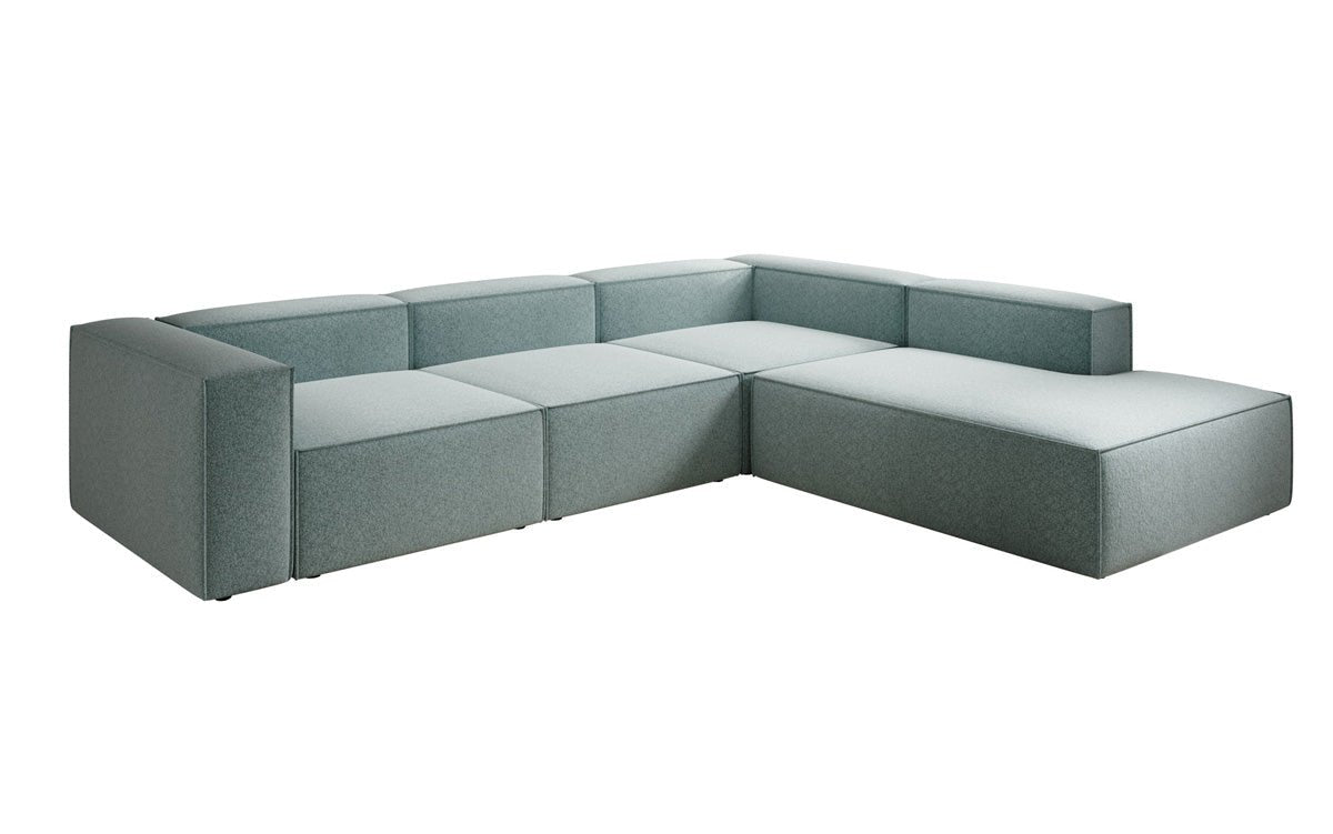 Lesley L Designer Sofa mit langer Ottomane aus Strukturstoff