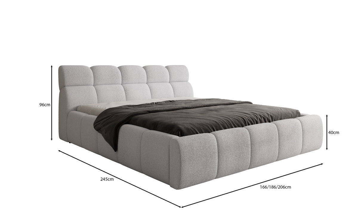 Luxusbetten24 Designer Polsterbett Dallas Bouclé mit Stauraum 140x200
