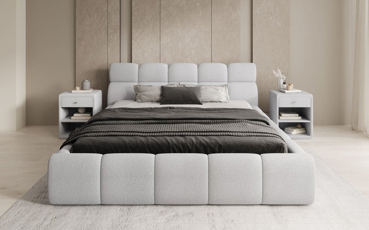 Luxusbetten24 Designer Polsterbett Dallas Bouclé mit Stauraum 140x200