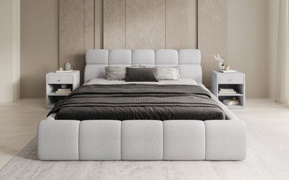 Luxusbetten24 Designer Polsterbett Dallas Bouclé mit Stauraum 140x200