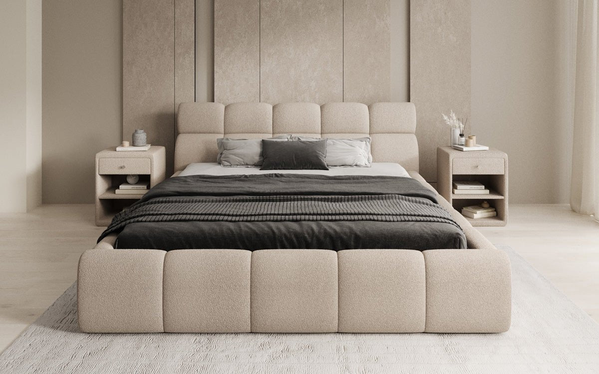 Luxusbetten24 Designer Polsterbett Dallas Bouclé mit Stauraum 140x200