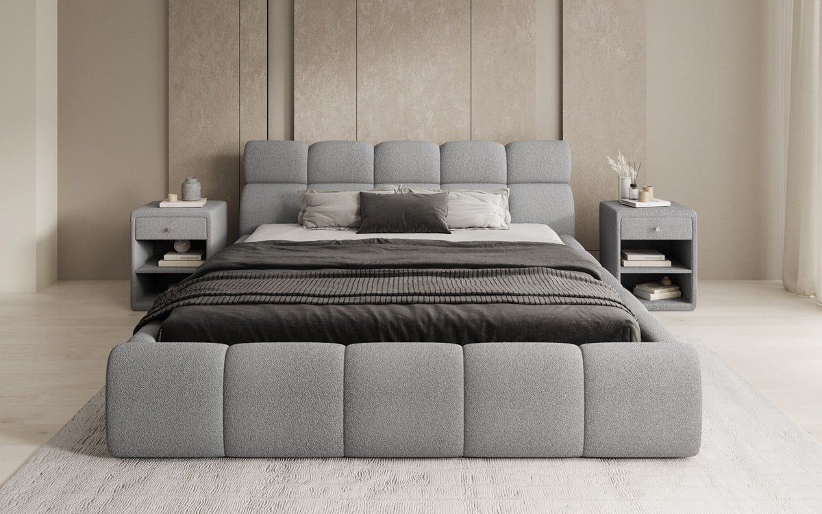 Luxusbetten24 Designer Polsterbett Dallas Bouclé mit Stauraum 140x200