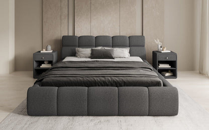 Luxusbetten24 Designer Polsterbett Dallas Bouclé mit Stauraum 140x200