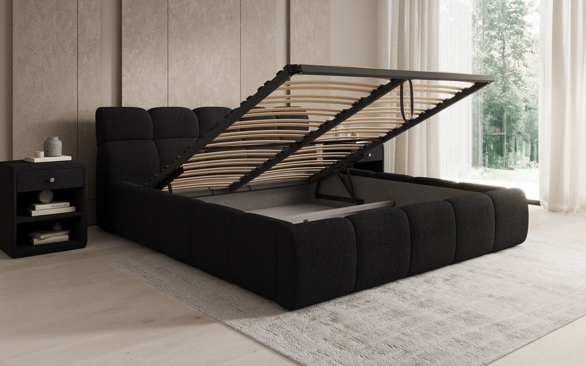 Luxusbetten24 Designer Polsterbett Dallas Bouclé mit Stauraum 140x200
