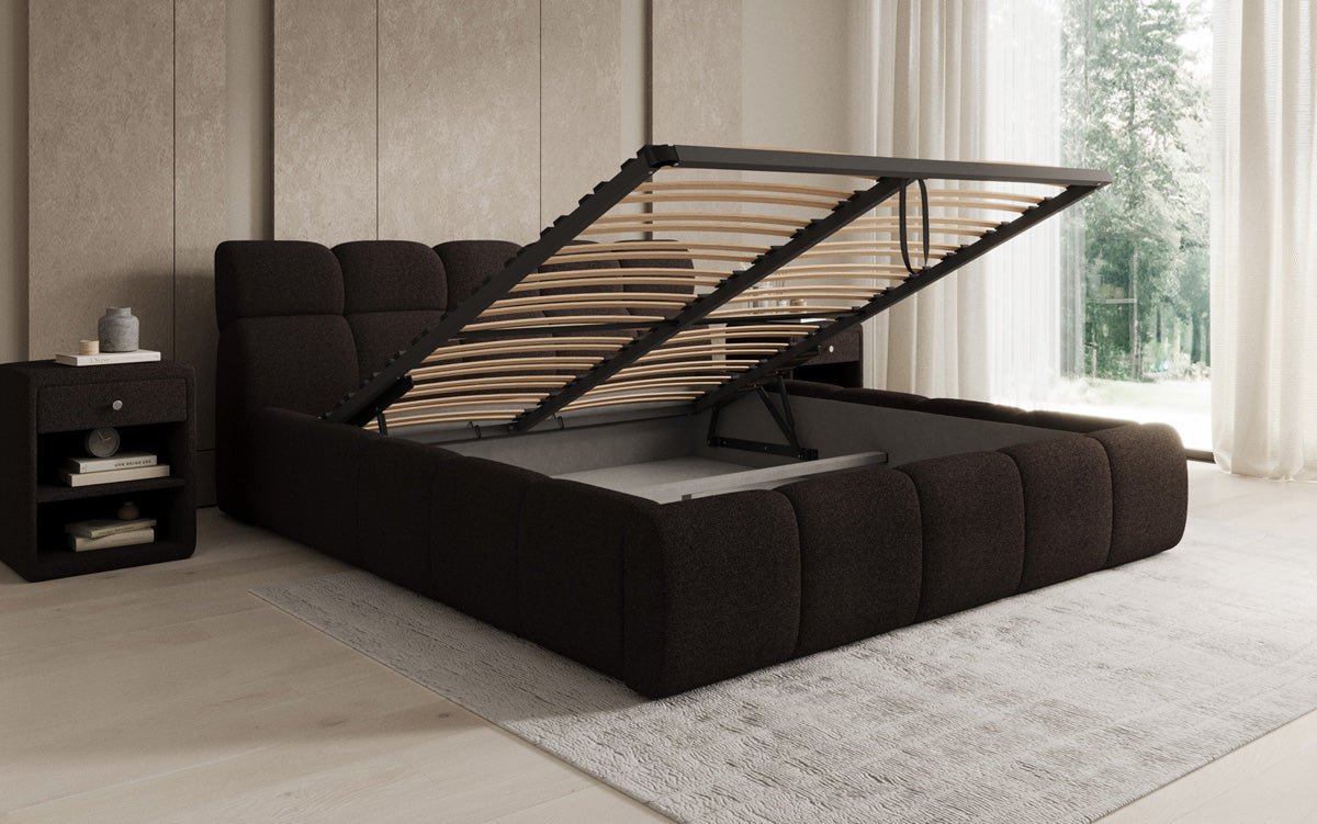 Luxusbetten24 Designer Polsterbett Dallas Bouclé mit Stauraum 140x200