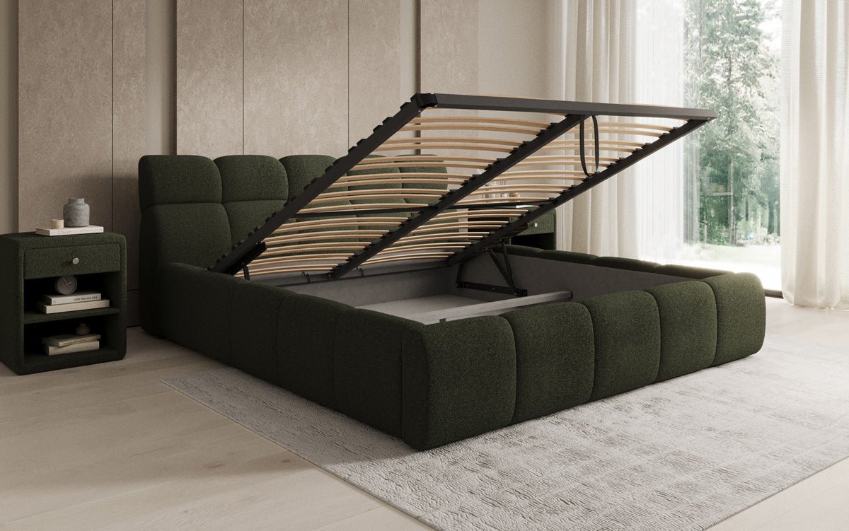 Luxusbetten24 Designer Polsterbett Dallas Bouclé mit Stauraum 140x200