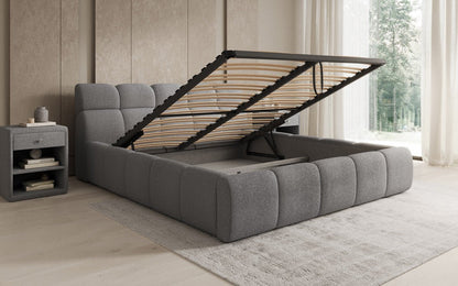 Luxusbetten24 Designer Polsterbett Dallas Bouclé mit Stauraum 140x200
