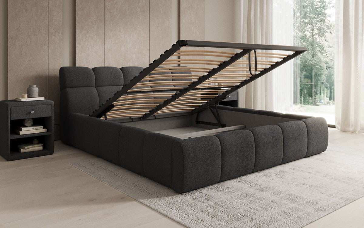 Luxusbetten24 Designer Polsterbett Dallas Bouclé mit Stauraum 140x200