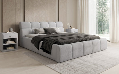 Luxusbetten24 Designer Polsterbett Dallas Bouclé mit Stauraum 140x200