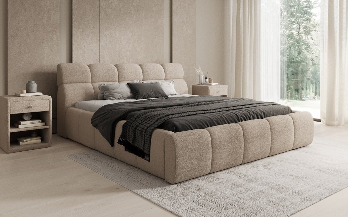 Luxusbetten24 Designer Polsterbett Dallas Bouclé mit Stauraum 140x200