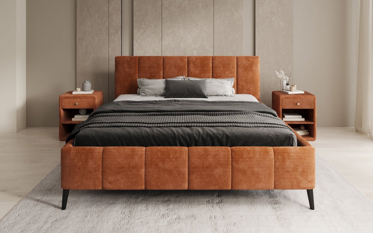 Luxusbetten24 Polsterbett Valerio Cord Verstellbarer Lattenrost Elegant Komfort