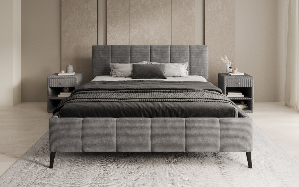 Luxusbetten24 Polsterbett Valerio Cord Verstellbarer Lattenrost Elegant Komfort