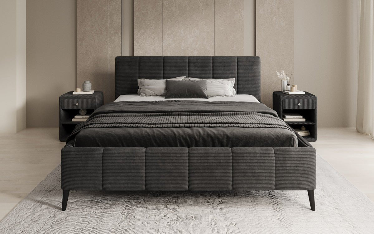 Luxusbetten24 Polsterbett Valerio Cord Verstellbarer Lattenrost Elegant Komfort