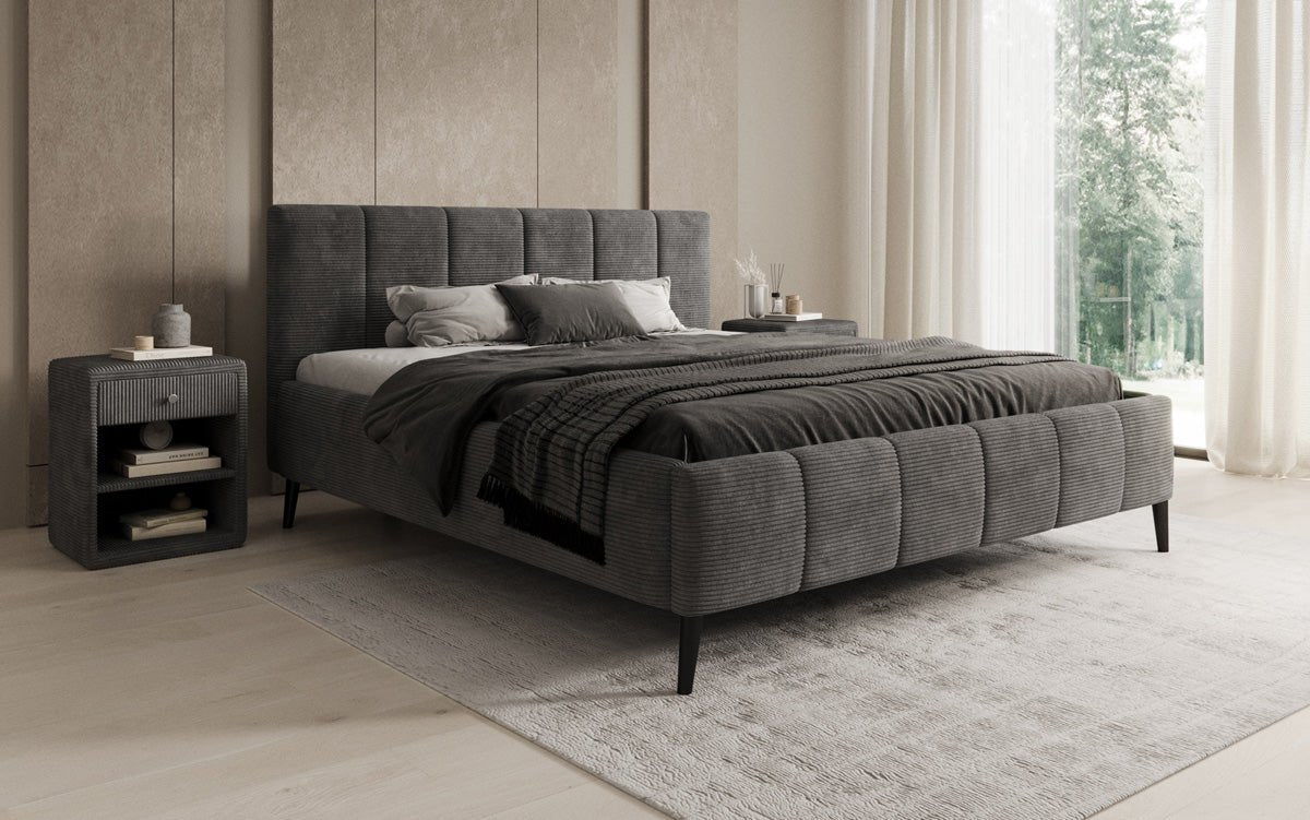 Luxusbetten24 Polsterbett Valerio Cord Verstellbarer Lattenrost Elegant Komfort