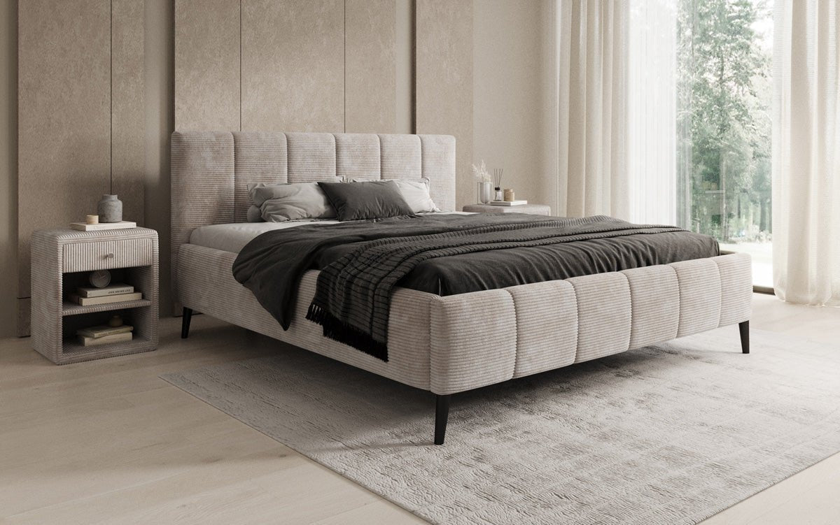 Luxusbetten24 Polsterbett Valerio Cord Verstellbarer Lattenrost Elegant Komfort