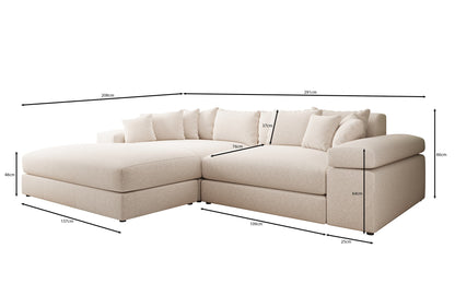 Luxusbetten24 Bernardo Sofa mit breiter Ottomane aus Strukturstoff