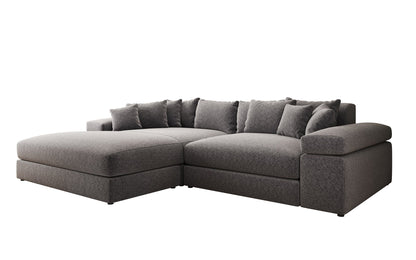 Luxusbetten24 Bernardo Sofa mit breiter Ottomane aus Strukturstoff