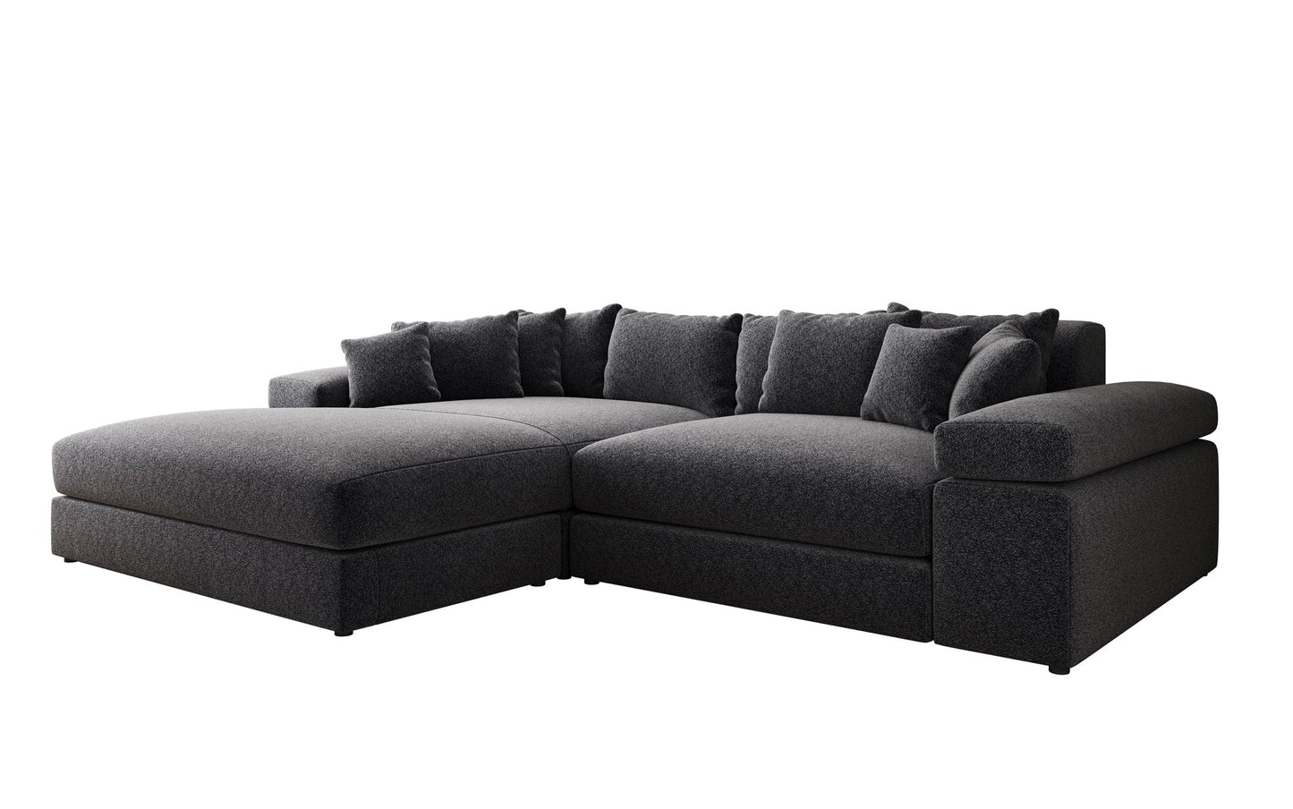 Luxusbetten24 Bernardo Sofa mit breiter Ottomane aus Strukturstoff