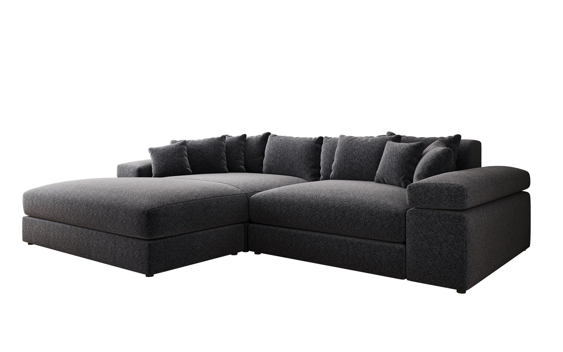 Luxusbetten24 Bernardo Sofa mit breiter Ottomane aus Strukturstoff