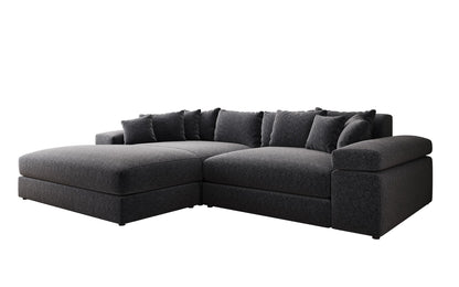 Luxusbetten24 Bernardo Sofa mit breiter Ottomane aus Strukturstoff