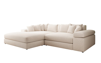 Luxusbetten24 Bernardo Sofa mit breiter Ottomane aus Strukturstoff