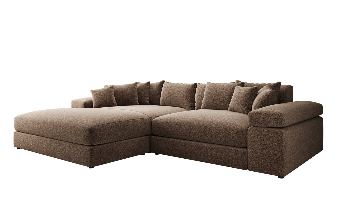 Luxusbetten24 Bernardo Sofa mit breiter Ottomane aus Strukturstoff