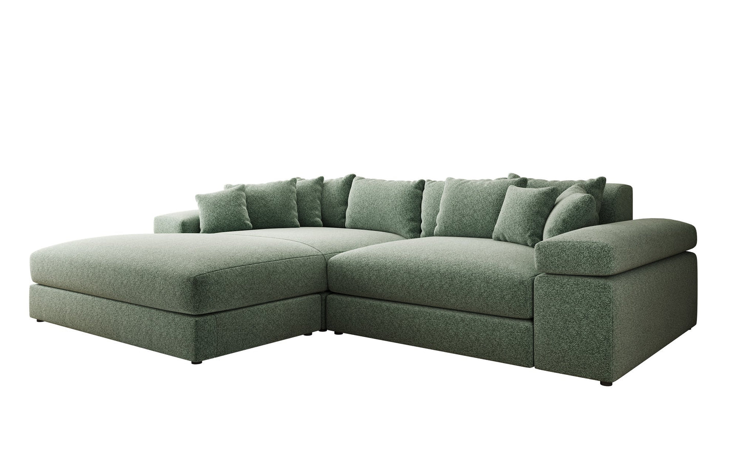Luxusbetten24 Bernardo Sofa mit breiter Ottomane aus Strukturstoff