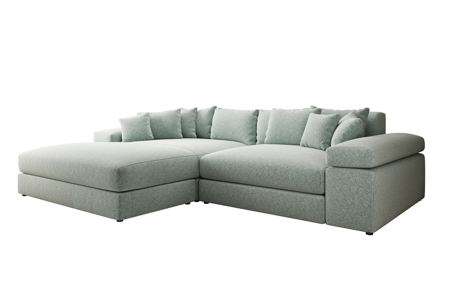 Luxusbetten24 Bernardo Sofa mit breiter Ottomane aus Strukturstoff