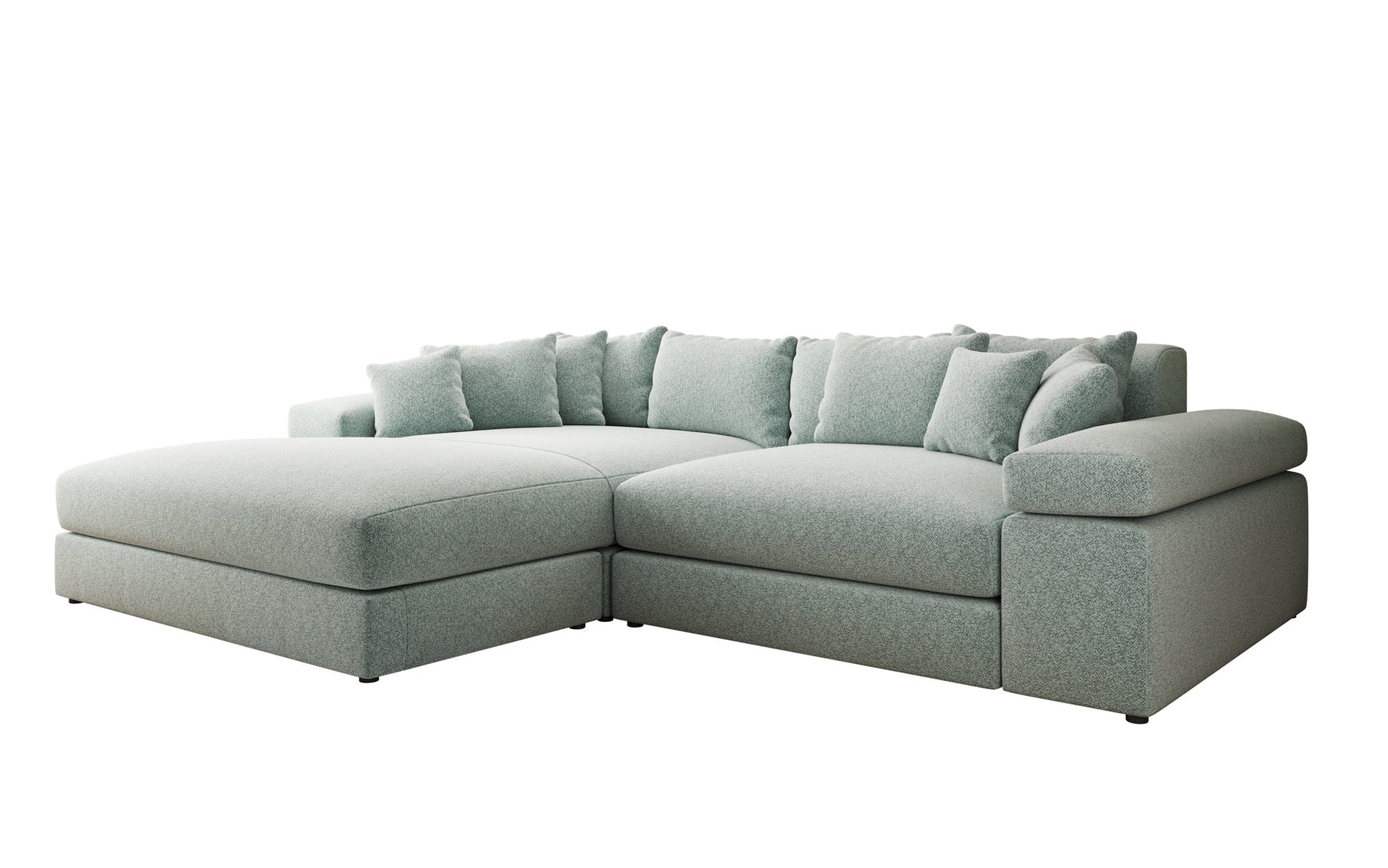 Luxusbetten24 Bernardo Sofa mit breiter Ottomane aus Strukturstoff