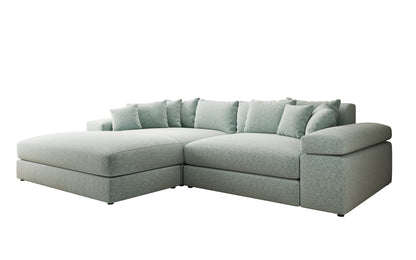 Luxusbetten24 Bernardo Sofa mit breiter Ottomane aus Strukturstoff