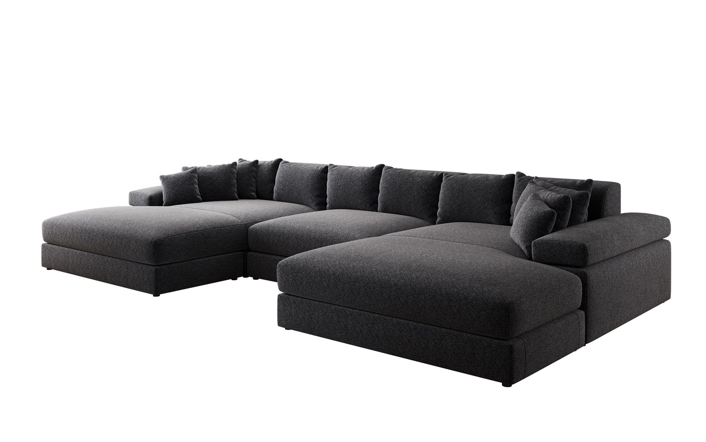 Bernardo U Designer Sofa mit breiter Ottomane aus Strukturstoff
