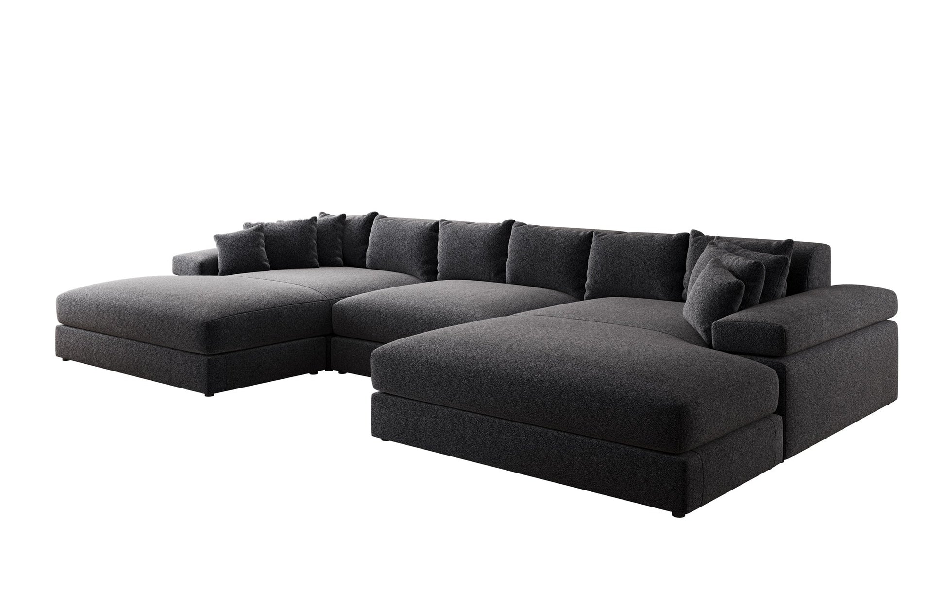 Bernardo U Designer Sofa mit breiter Ottomane aus Strukturstoff