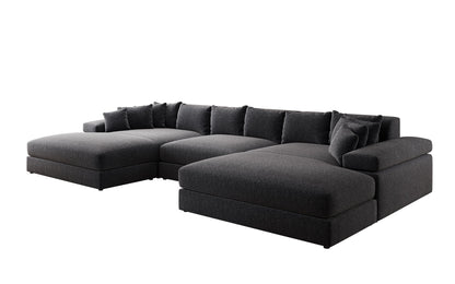 Bernardo U Designer Sofa mit breiter Ottomane aus Strukturstoff
